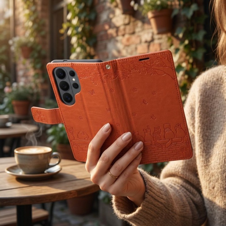Flip case for Samsung S26 PLUS Mezzo Book cats brown