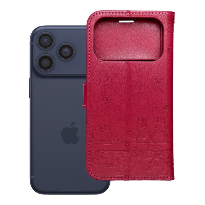 Flip case for iPhone 17 PRO / 18 PRO Mezzo Book cats red
