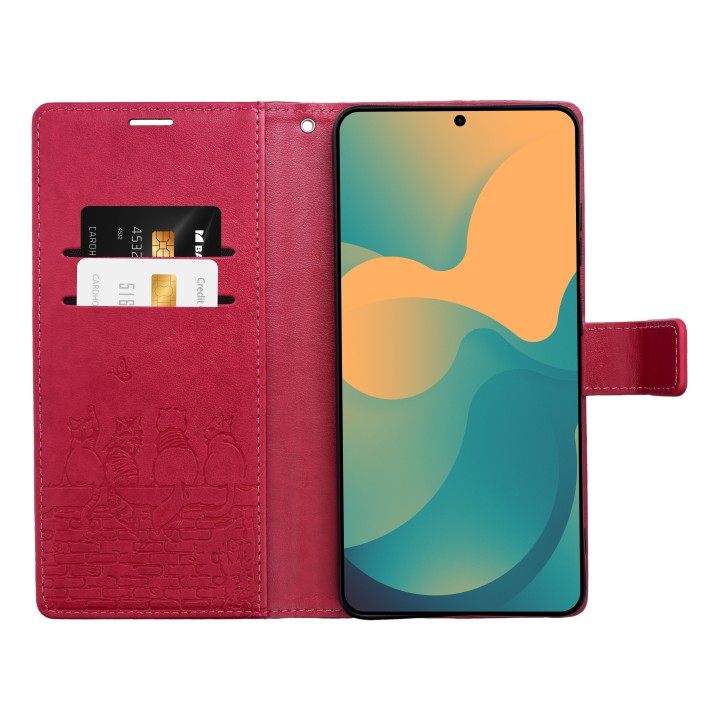 Чехол с клапаном для Samsung A17 Mezzo Book коты красный