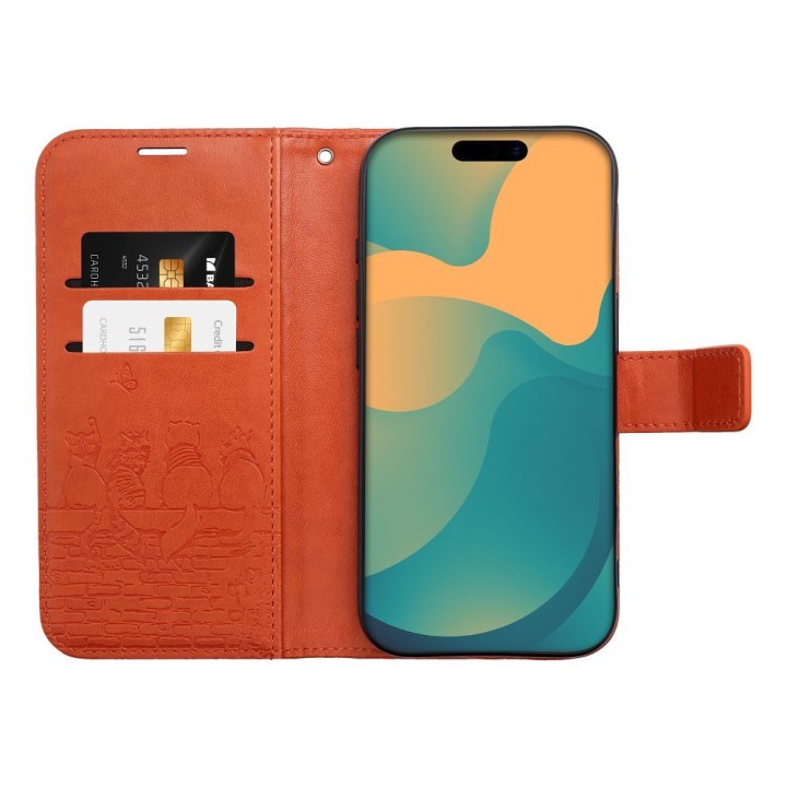 Flip case for iPhone 17 PRO MAX / 18 PRO MAX Mezzo Book cats brown