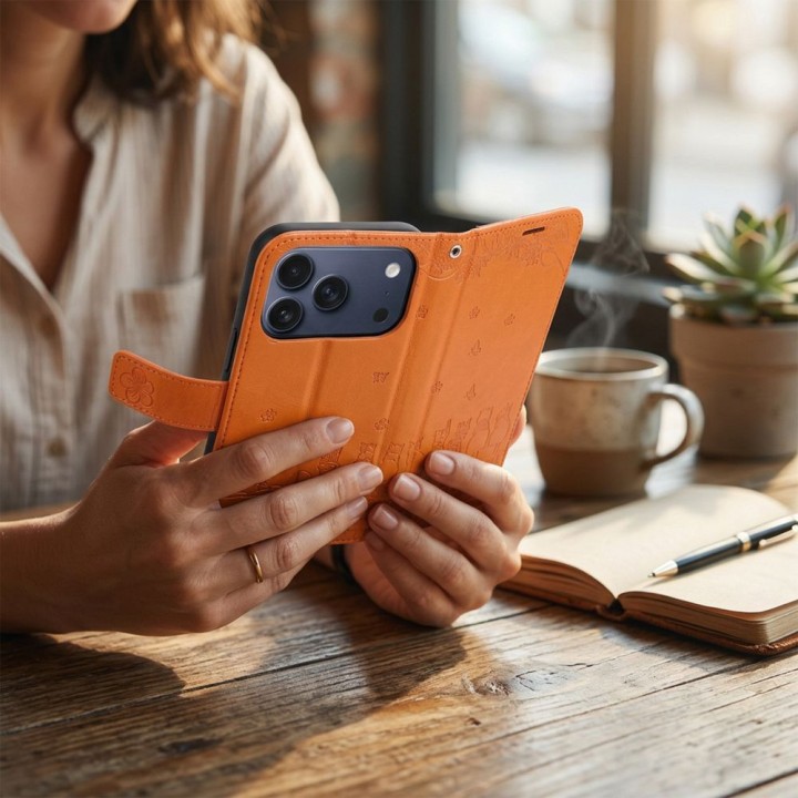 Flip case for iPhone 17 / 18 Mezzo Book cats brown