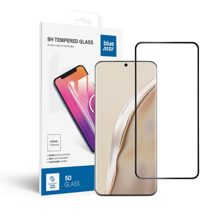 Загартоване скло 5D для Huawei P60 (клей по всій поверхні / сумісне з чохлами) Blue Star чорне