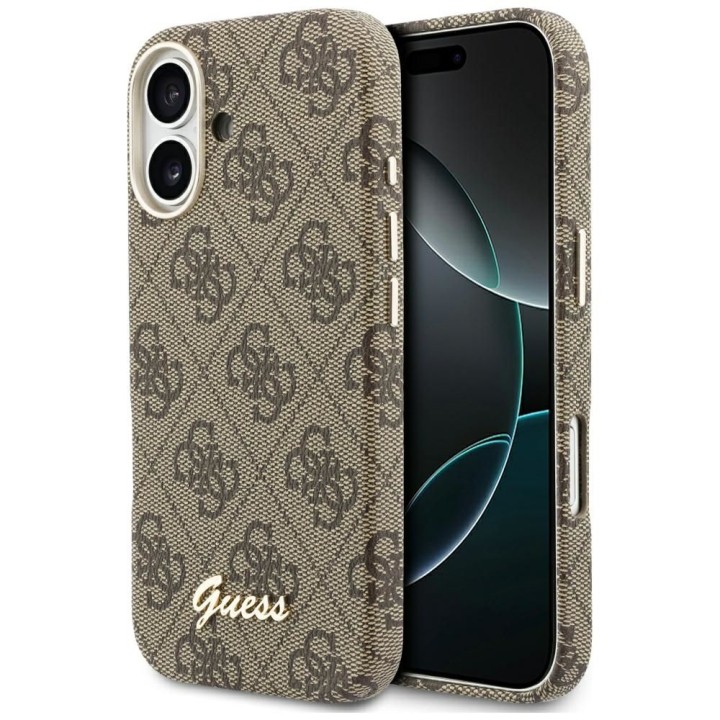 GUESS чехол для IPHONE 17 совместимый с Magsafe GUHMP17S5P4FWMSW (PU FW 4G Script) коричневый