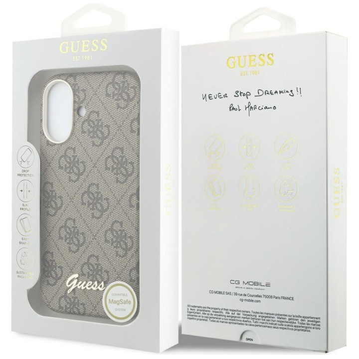 GUESS case for IPHONE 17 compatible with MagSafe GUHMP17S5P4FWMSW (PU FW 4G Script) brown