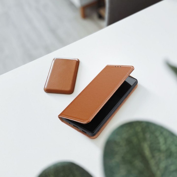 Etui z klapką na Samsung S26 PLUS Smart Pro Book skórzane brązowe