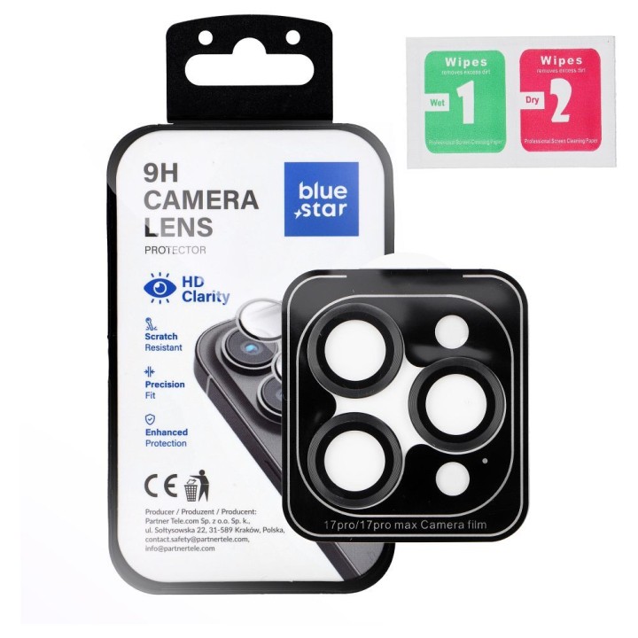 Tempered glass for camera for iPhone 17 PRO / 17 PRO MAX Blue Star Easy Install black