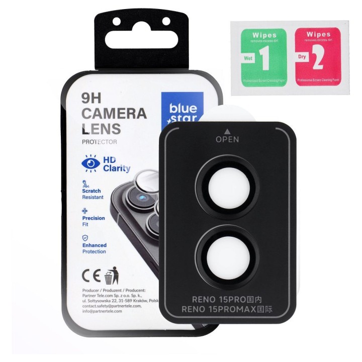 Tempered camera glass for Oppo Reno 15 PRO Blue Star Easy Install black