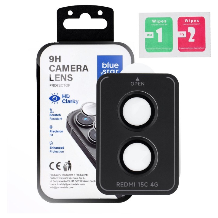Tempered camera glass for Xiaomi Redmi 15C Blue Star Easy Install black