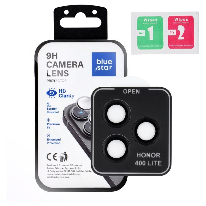 Tempered camera glass for Honor 400 LITE Blue Star Easy Install black