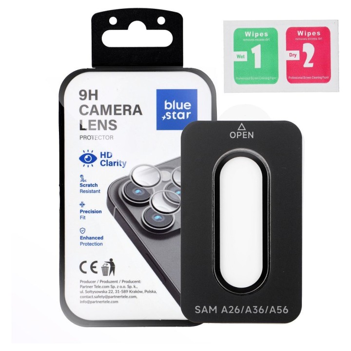 Загартоване скло на камеру для Samsung A36 Blue Star Easy Install чорне