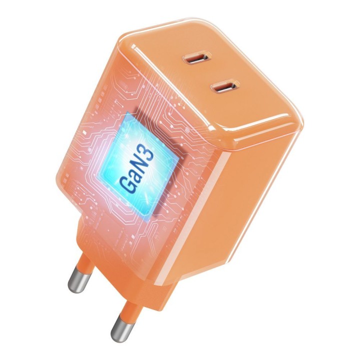 Сетевое зарядное устройство для телефона Forcell F-Energy GaN III Crystal Color 2x USB C AVS SSFC3.0 60W + кабель USB-C – USB-C