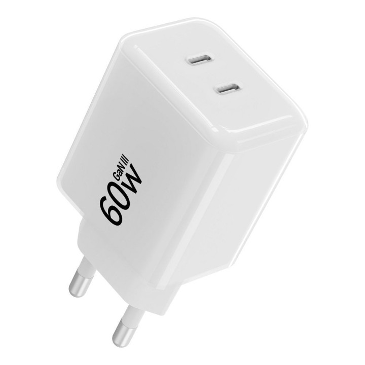Мережевий зарядний пристрій для телефона Forcell F-Energy GaN III Crystal Color 2x USB C AVS SSFC3.0 60W + кабель USB C на USB C