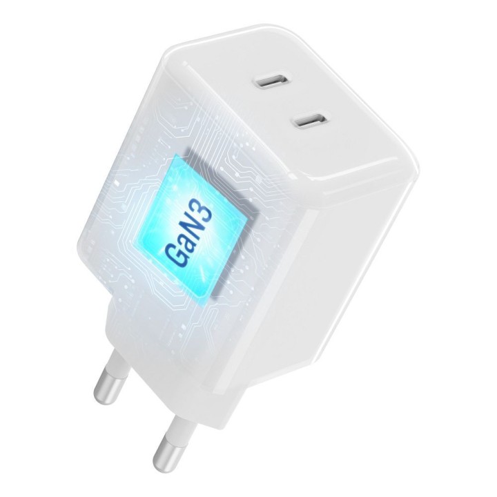 Wall charger for phone Forcell F-Energy GaN III Crystal Color 2x USB C AVS SSFC3.0 60W + cable USB C to USB C VT-60