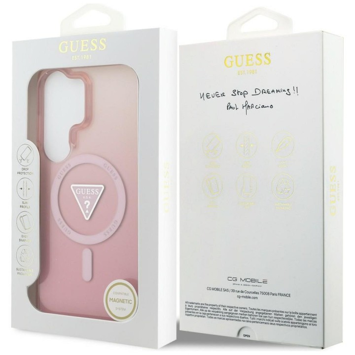 GUESS case for SAMSUNG S26 Ultra GUHMS26LHGTMLCGP (Magnetic IML Gradient Triangle) pink