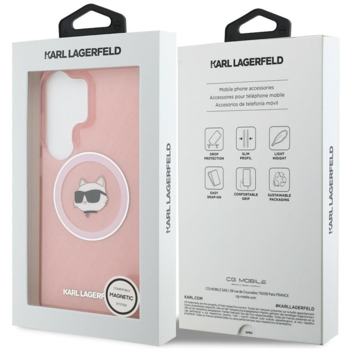 KARL LAGERFELD case for SAMSUNG S26 Ultra KLHMS26LHMKBCHOP (Magnetic IML Repeated Logo and Choupette) pink
