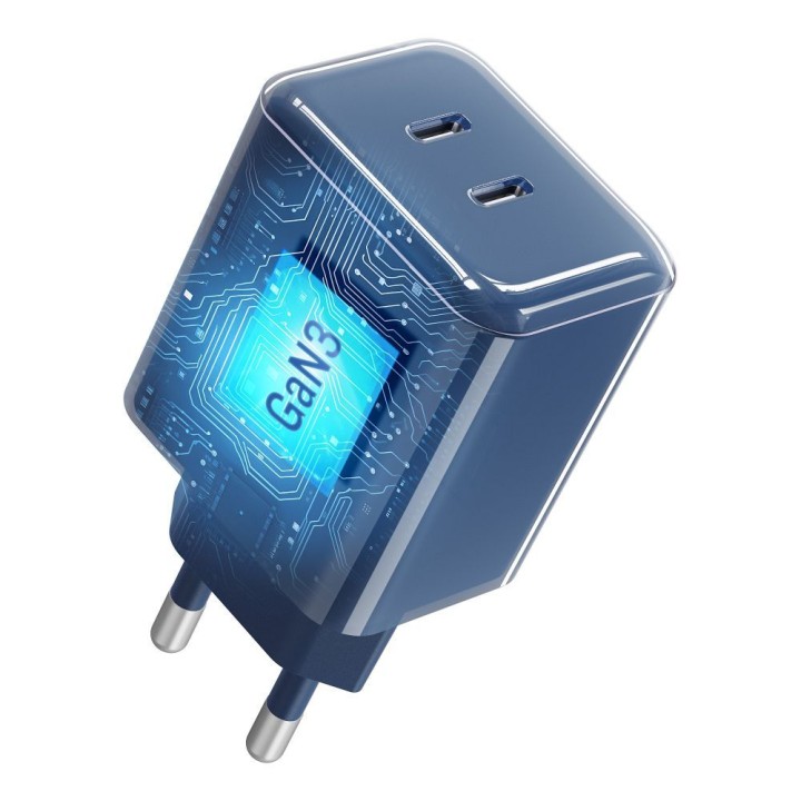 Сетевое зарядное устройство для телефона Forcell F-Energy GaN III Crystal Color 2x USB C AVS SSFC3.0 60W + кабель USB-C – USB-C