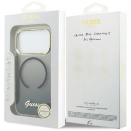 GUESS чехол для IPHONE 17 Pro совместимый с Magsafe GUHMP17L5HTGMCSK (IML Gradient Script Металл) черный