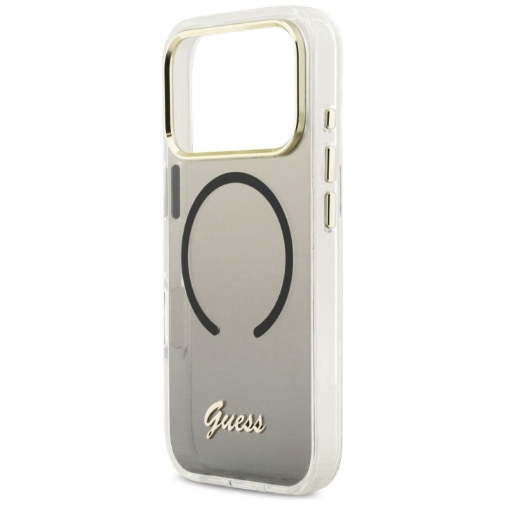 GUESS case for IPHONE 17 Pro compatible with MagSafe GUHMP17L5HTGMCSK (IML Gradient Script Metal) black