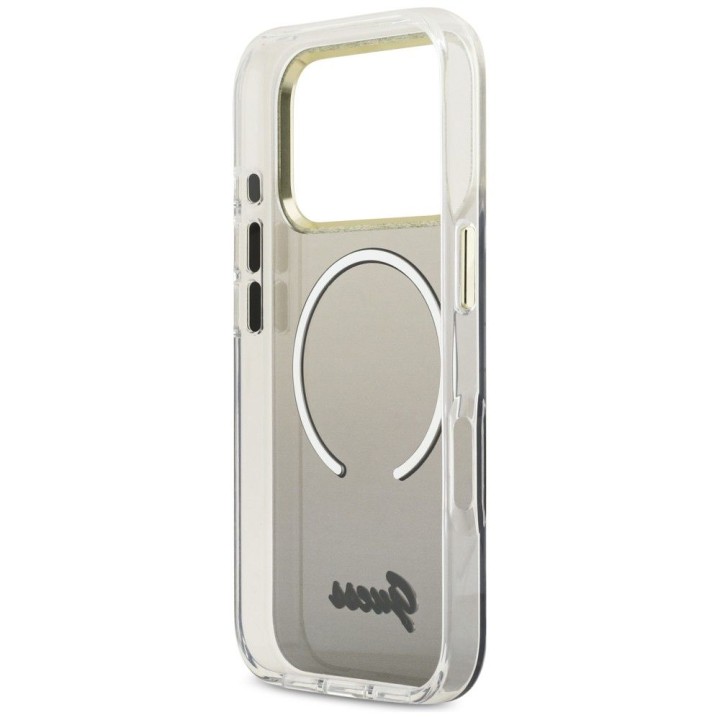 GUESS case for IPHONE 17 Pro compatible with MagSafe GUHMP17L5HTGMCSK (IML Gradient Script Metal) black