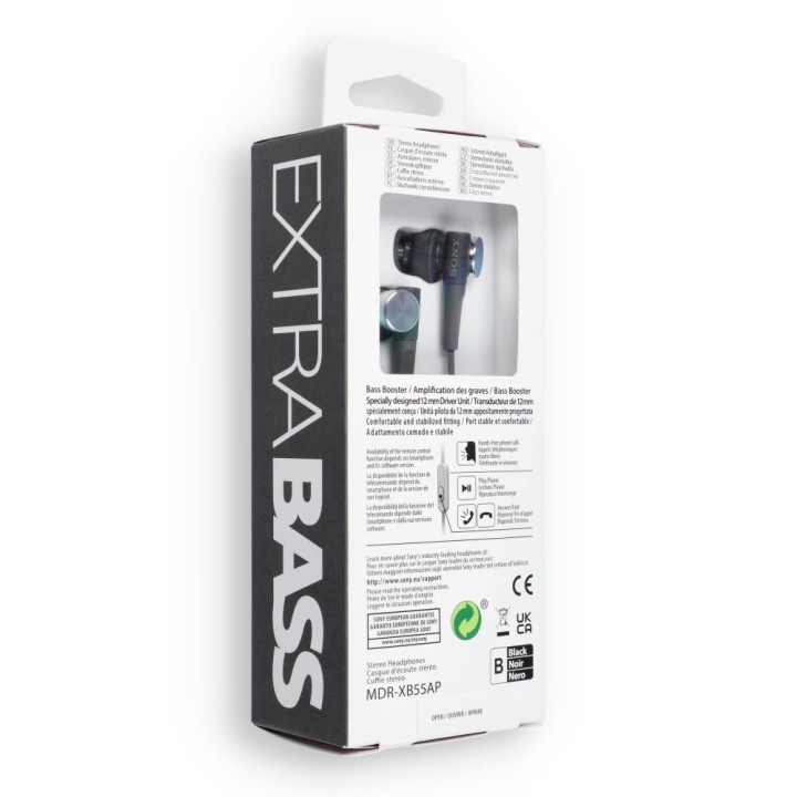 Навушники дротові вкладиші Jack 3,5 mm Sony MDR-XB55APB чорні