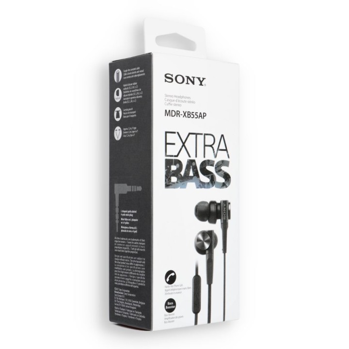 Навушники дротові вкладиші Jack 3,5 mm Sony MDR-XB55APB чорні