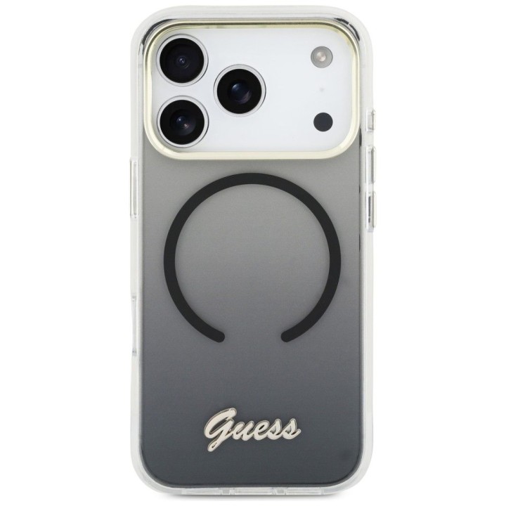 GUESS чехол для IPHONE 17 Pro совместимый с MagSafe GUHMP17L5HTGMCSK (IML Gradient Script Metal) черный