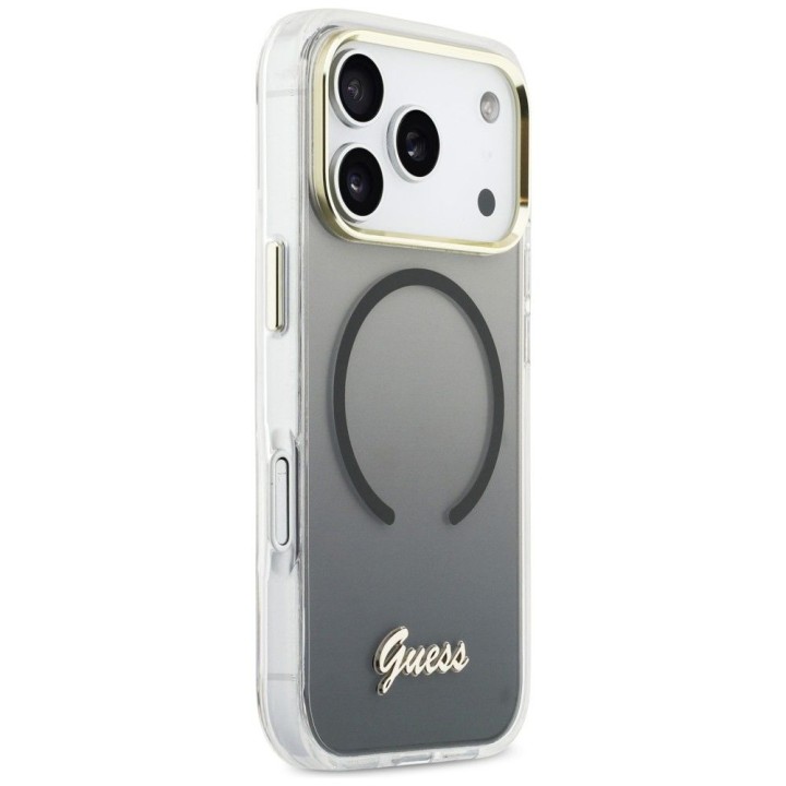 GUESS case for IPHONE 17 Pro compatible with MagSafe GUHMP17L5HTGMCSK (IML Gradient Script Metal) black