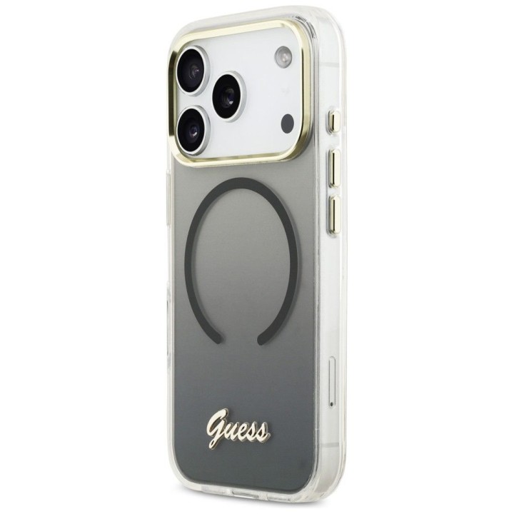 GUESS чохол для IPHONE 17 Pro сумісний із MagSafe GUHMP17L5HTGMCSK (IML Gradient Script Metal) чорний