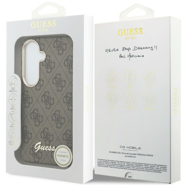 GUESS case for SAMSUNG S26 GUHMS26S5P4FWMSW (4G Script MagSafe) brown