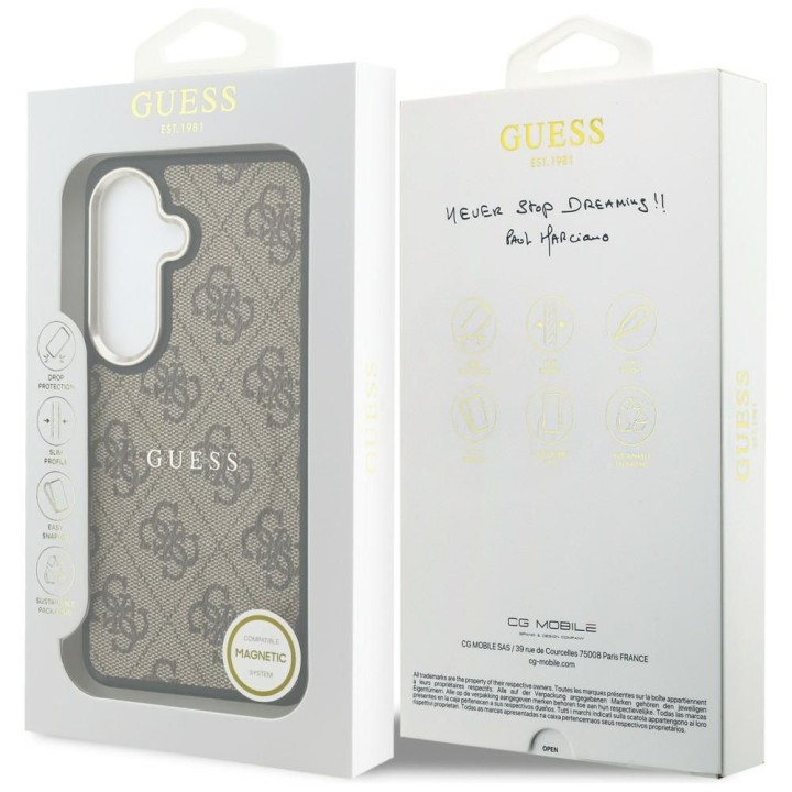 GUESS case for SAMSUNG S26 Plus GUHMS26MP4MSEGCW (4G Embossed Ring Magsafe) brown