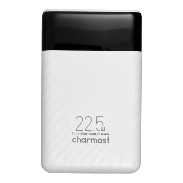 Повербанк PD3.0 3A 22,5W 10000 mAh с встроенными кабелями USB C / Lightning Charmast W1202 белый 0INT