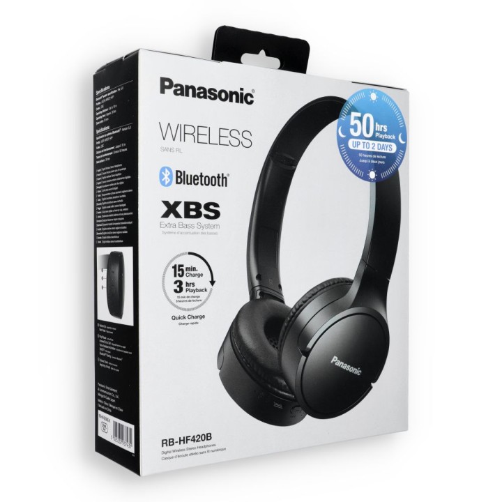 Wireless headband headphones PANASONIC RB-HF420BE XBS (Extra Bass System) black