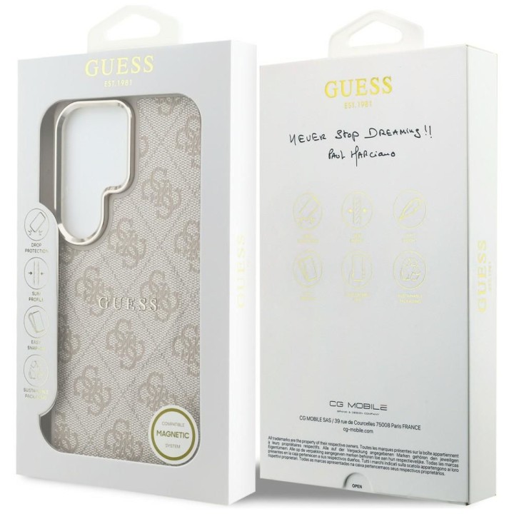 GUESS чехол для SAMSUNG S26 Ultra GUHMS26LP4MSEGCP (4G Embossed Ring MagSafe) розовый