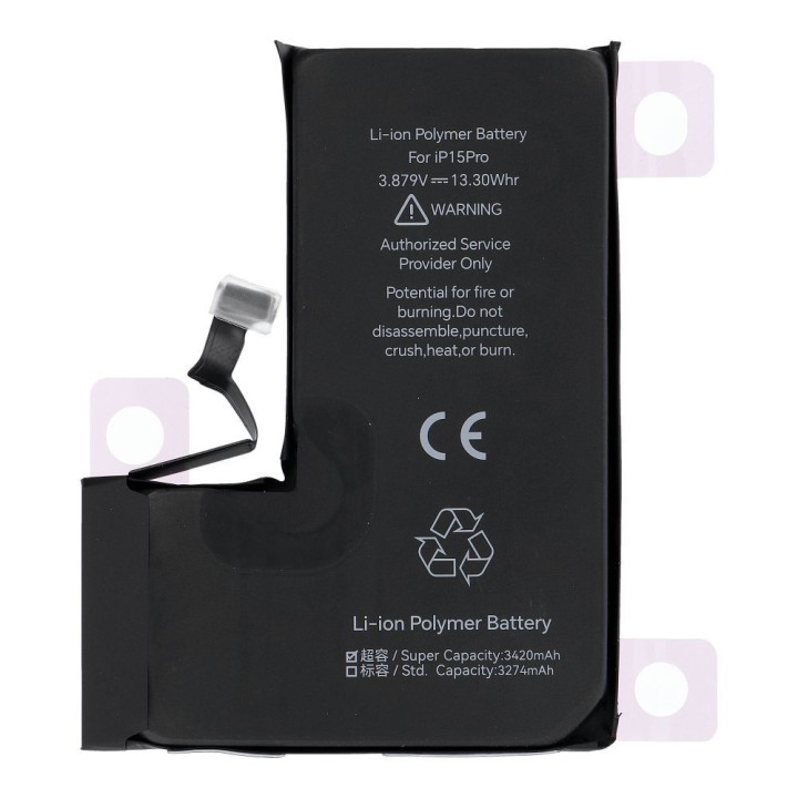 JCID battery that can be paired as new for iPhone 15 PRO (increased capacity)