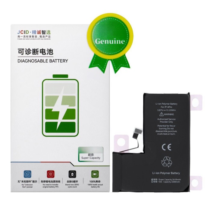 JCID Battery with assignable as New for iPhone 14 PRO (increased capacity)