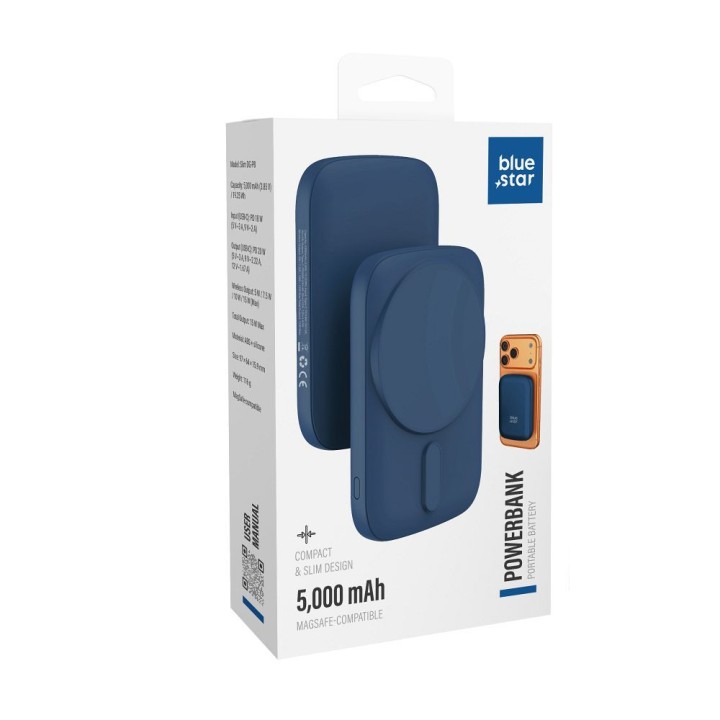 Повербанк, сумісний із MagSafe Blue Star Slim DG-P8 15W 5000 mAh, темно-синій