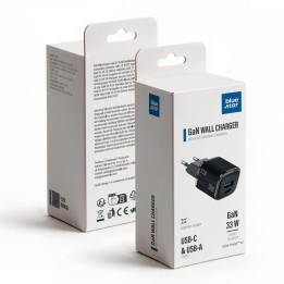 Мережевий зарядний пристрій для телефону Blue Star Nano GaN USB C + USB A QC4.0 PD 3A 33W VT-332 чорний