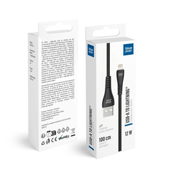 Кабель USB A для Lightning Blue Star 2A 12W 1 m PJ-DG5-A чорний