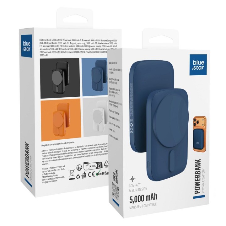 Power bank MagSafe compatible Blue Star Slim DG-P8 15W 5000 mAh navy blue