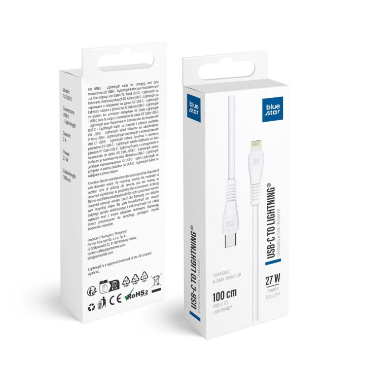 Кабель USB-C – Lightning Blue Star 3A 27W 1 m PJ-DQ2-C белый