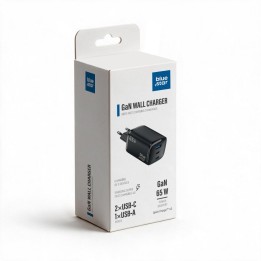 Wall charger for phone Blue Star Nano GaN 2x USB C + USB A QC4.0 PD 3A 65W VT-335 black
