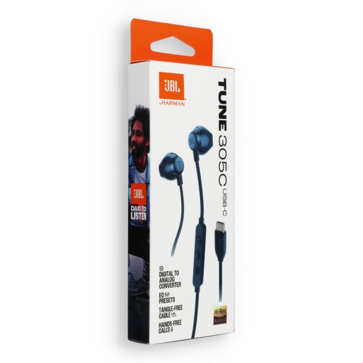Wired in-ear headphones USB C JBL 305C blue
