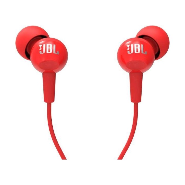Навушники дротові вкладиші Jack 3,5 mm JBL C100Si червоні