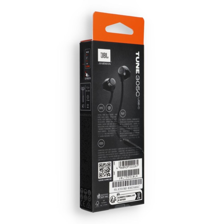 Дротові навушники-вкладиші USB C JBL 305C чорні