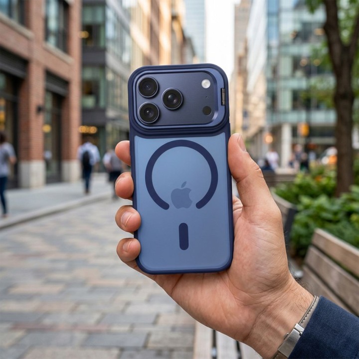 Case for iPhone 18 Pro Max / 17 Pro Max Forcell F-Protect Shadow Stand Premium compatible with MagSafe navy blue 0INT