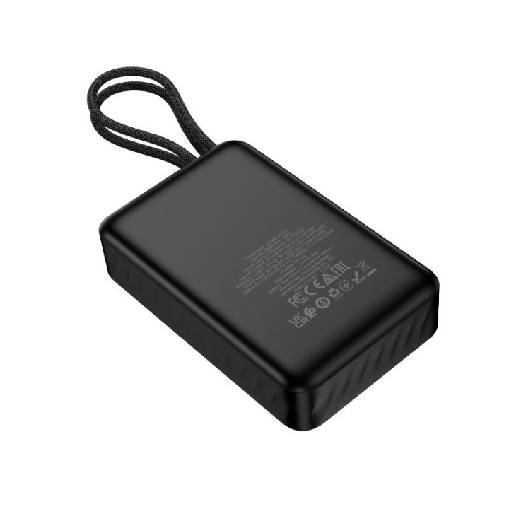Повербанк Hoco 20000 mAh QC PD 2A 22,5W з вбудованими кабелями USB C + Lightning J171A чорний