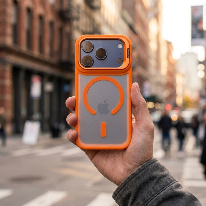 Case for iPhone 18 Pro Max / 17 Pro Max Forcell F-Protect Shadow Stand Premium compatible with MagSafe orange 0INT