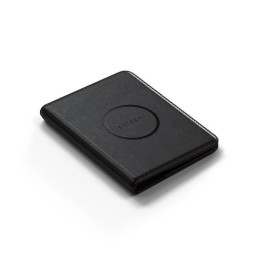 Tracker compatible with Apple Find My Satechi FindAll Passport Cover in vegan leather passport cover form ST-VPCK black