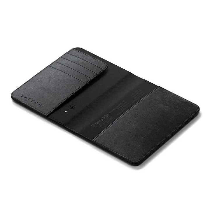 Трекер, сумісний із Apple Find My Satechi FindAll Passport Cover, у формі обкладинки для паспорта з веганської шкіри ST-VPCK чор