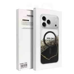 Чехол для iPhone 17 Pro / 18 Pro (low camera edge) Golden совместимый с MagSafe черный